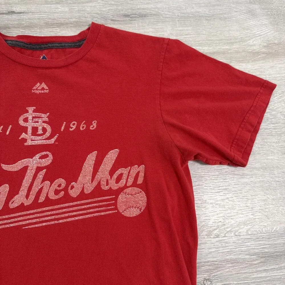 Stan Musial Shirt St Louis Cardinals Majestic Men's Red Medium 100% Cotton